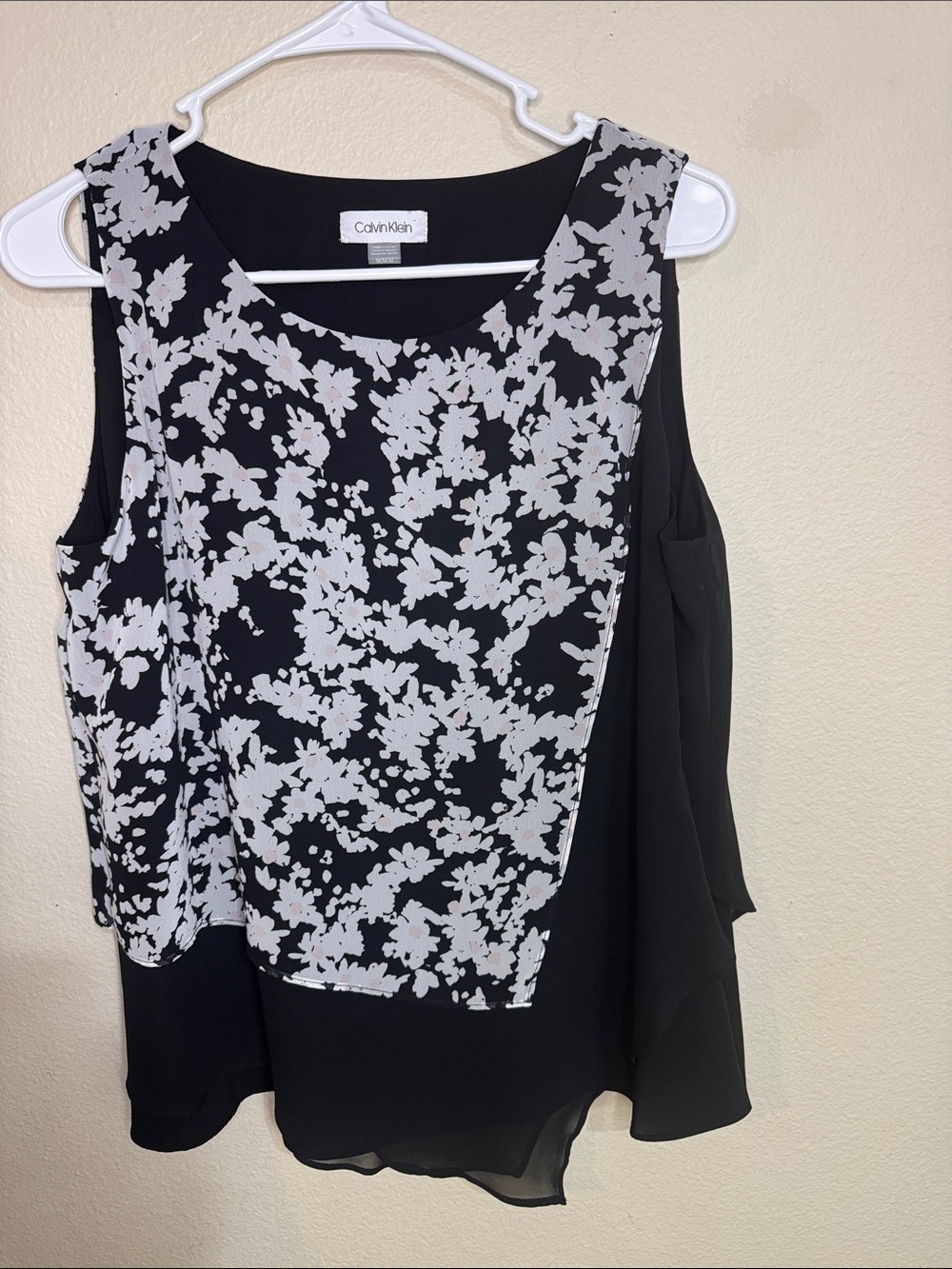 Calvin Klein Black Floral Overlay Sleeveless Camisole